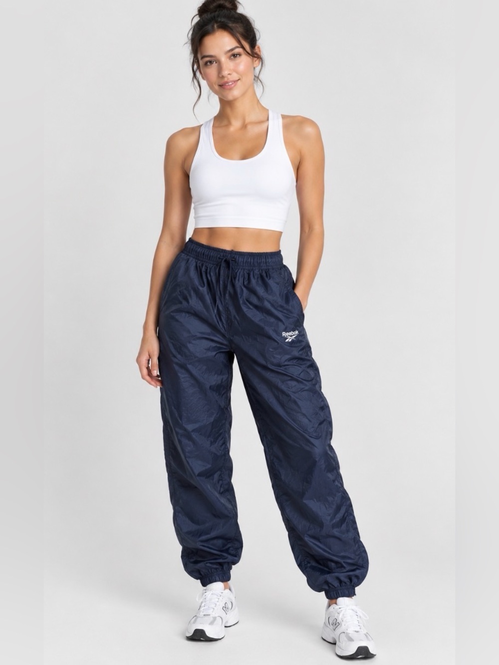 Reebok Navy Blue Windbreaker Jogger Pants Size Medium